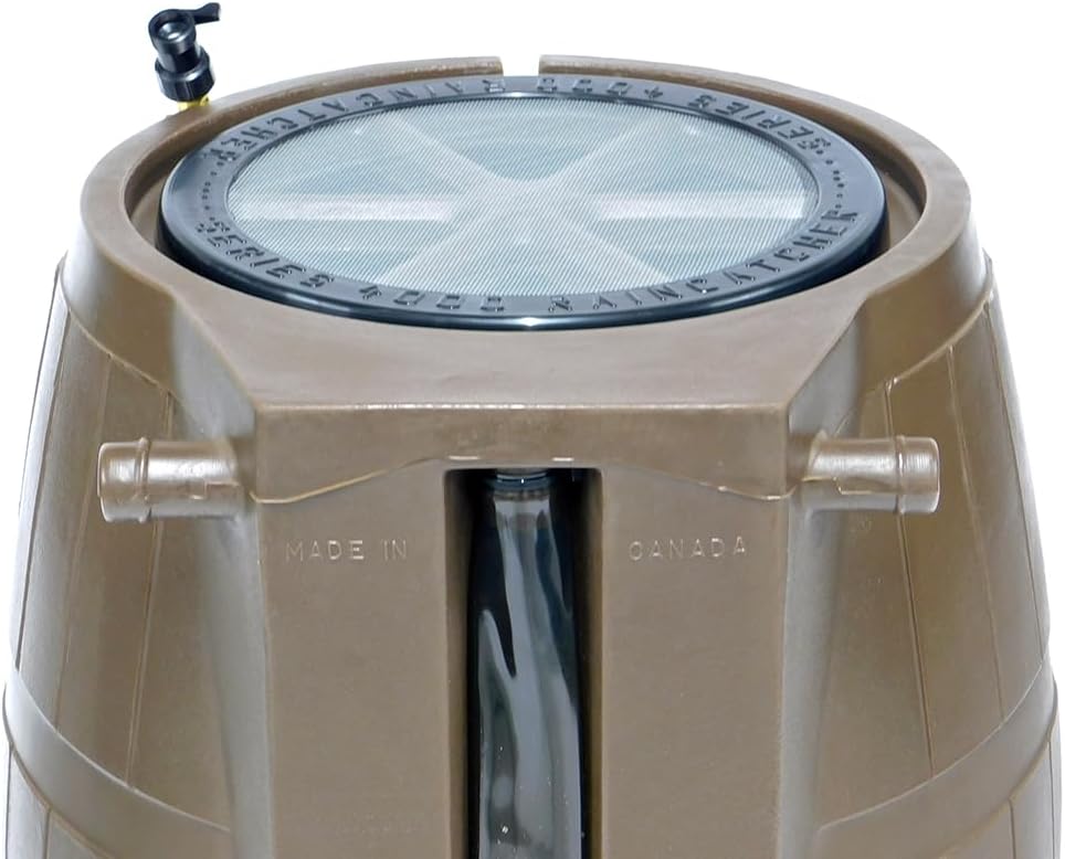 FCMP Outdoor Raincatcher 4000 Rain Barrel, Flat-Back Rainwater Catcher with S...