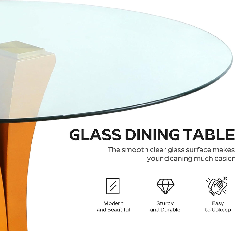 5-Piece Dining Table Set with 39In Tempered Glass Table and 4 Velvet Upholste...