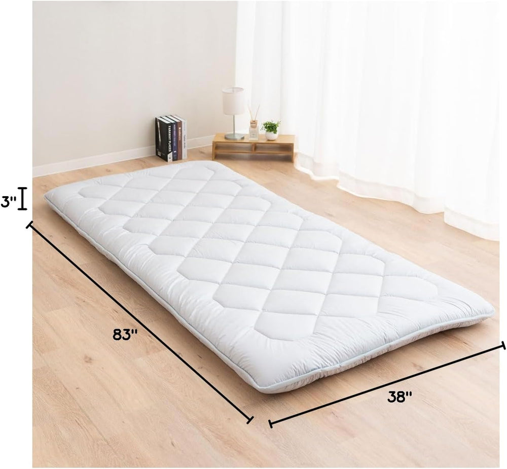 EMOOR Japanese Floor Futon Mattress Anti-Sag Twin-XL Made in Japan 100% Cotto...
