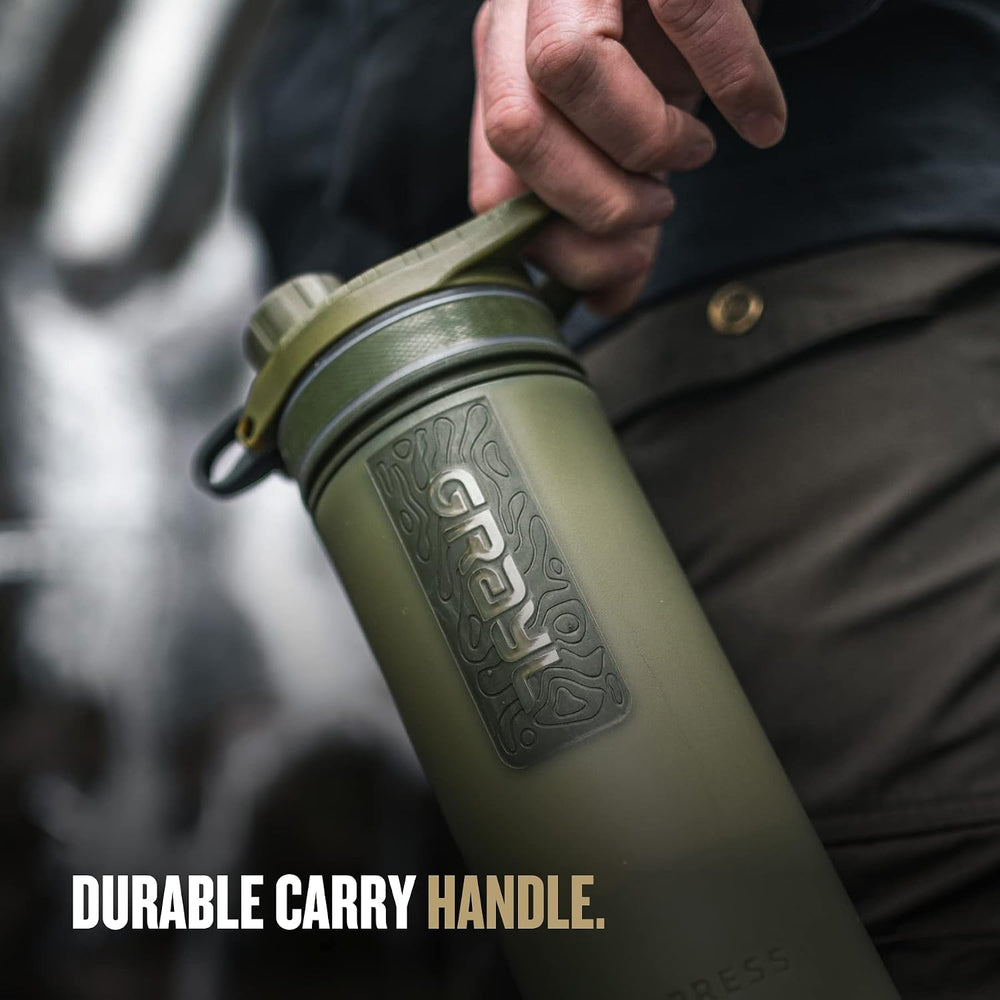 GRAYL GeoPress 24 oz Water Purifier & Water Filter Bottle, Olive Drab