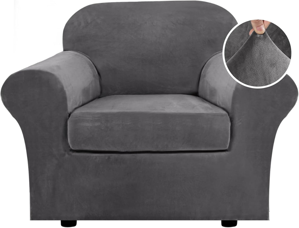 H.VERSAILTEX Rich Velvet Stretch 2 Piece Cover Chair Slipcover Sofa Cover Fur...