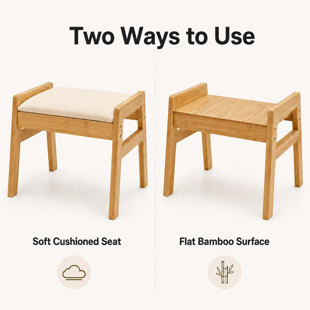 BAMBOOHOMIE Foot Stool Ottoman, Modern Vanity Stool Chair for Makeup with Rem...