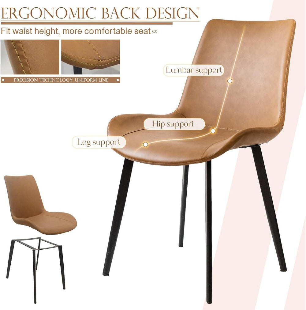 Dining Chairs Set of 2, Modern PU Leather Dining Room Chair with Sturdy Metal...