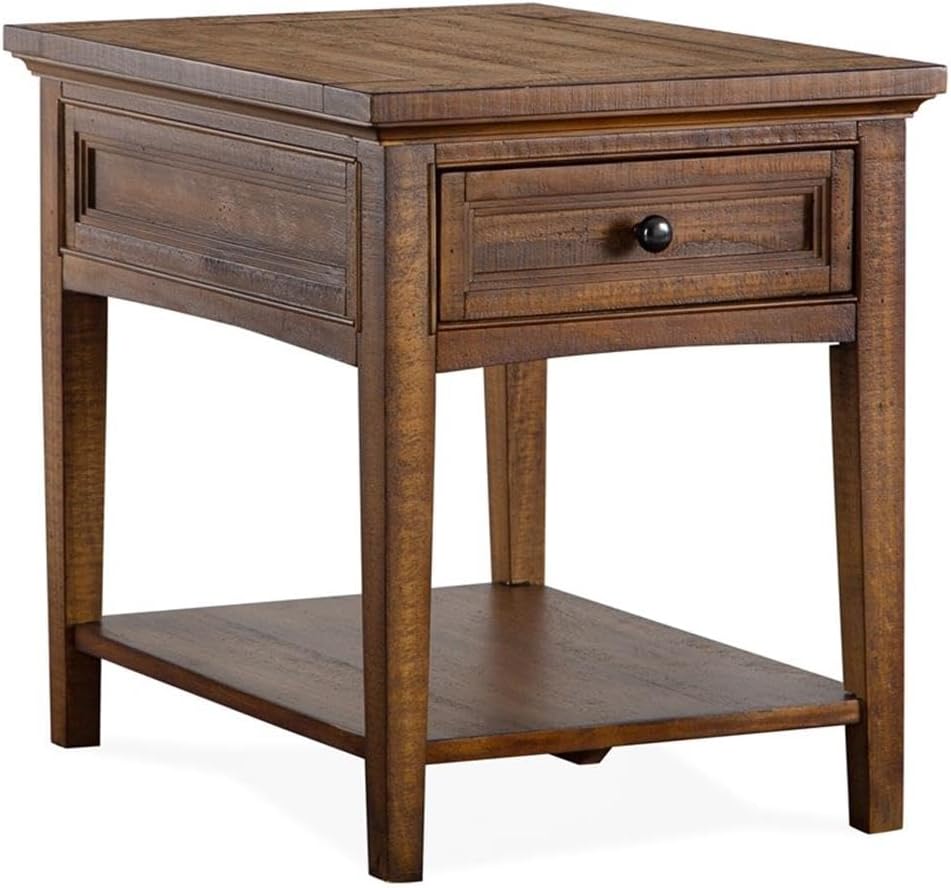 BOWERY HILL Traditional Rectangular End Table, Toasted Nutmeg Finish, 24"...
