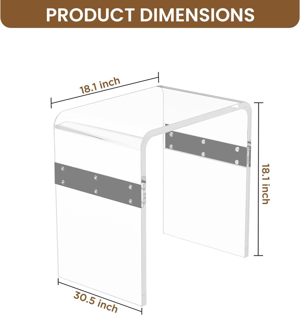Dethan Clear Acrylic Accent Table, 16.3" x 12.0" x 18.1" U-Sha...