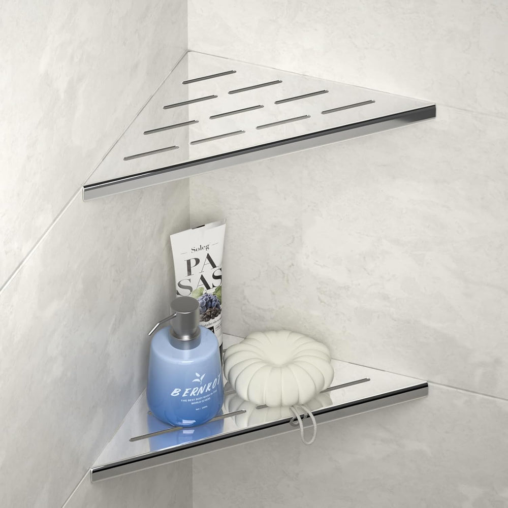 8‘’ Corner Shower Shelf 2PCS, 304 Stainless Steel Recessed Bathroom Shelves f...
