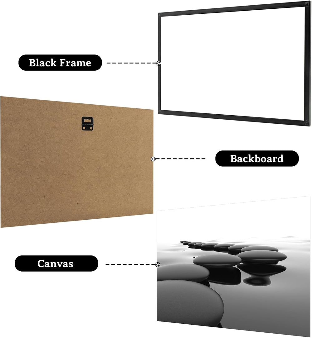 iKNOW FOTO 3pcs Black and White Zen Wall Art Stones in Water Canvas Prints wi...