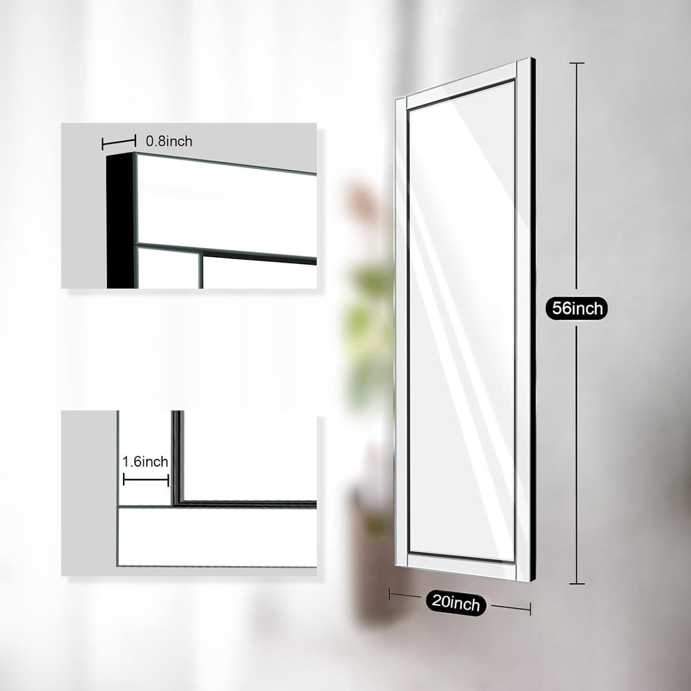 Syndra 56"x20" Wall Mounted Full Length Mirror with Reflect Frame, ...