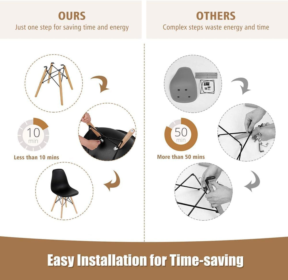 GOFLAME DSW Dining Chairs Set of 4, Shell Plastic Chairs with Wooden Legs, Mo...