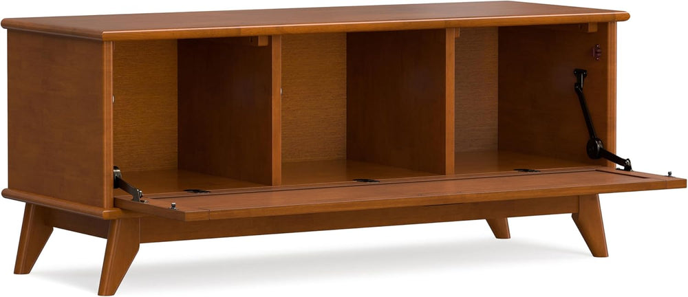 SIMPLIHOME Draper Storage Bench - 44 inch Wide Solid Wood Entryway Bench in T...