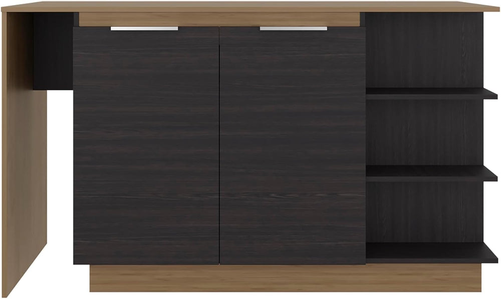 Kitchen Island with Storage Cabinet and Wine Glass Holder | Includes storage ...