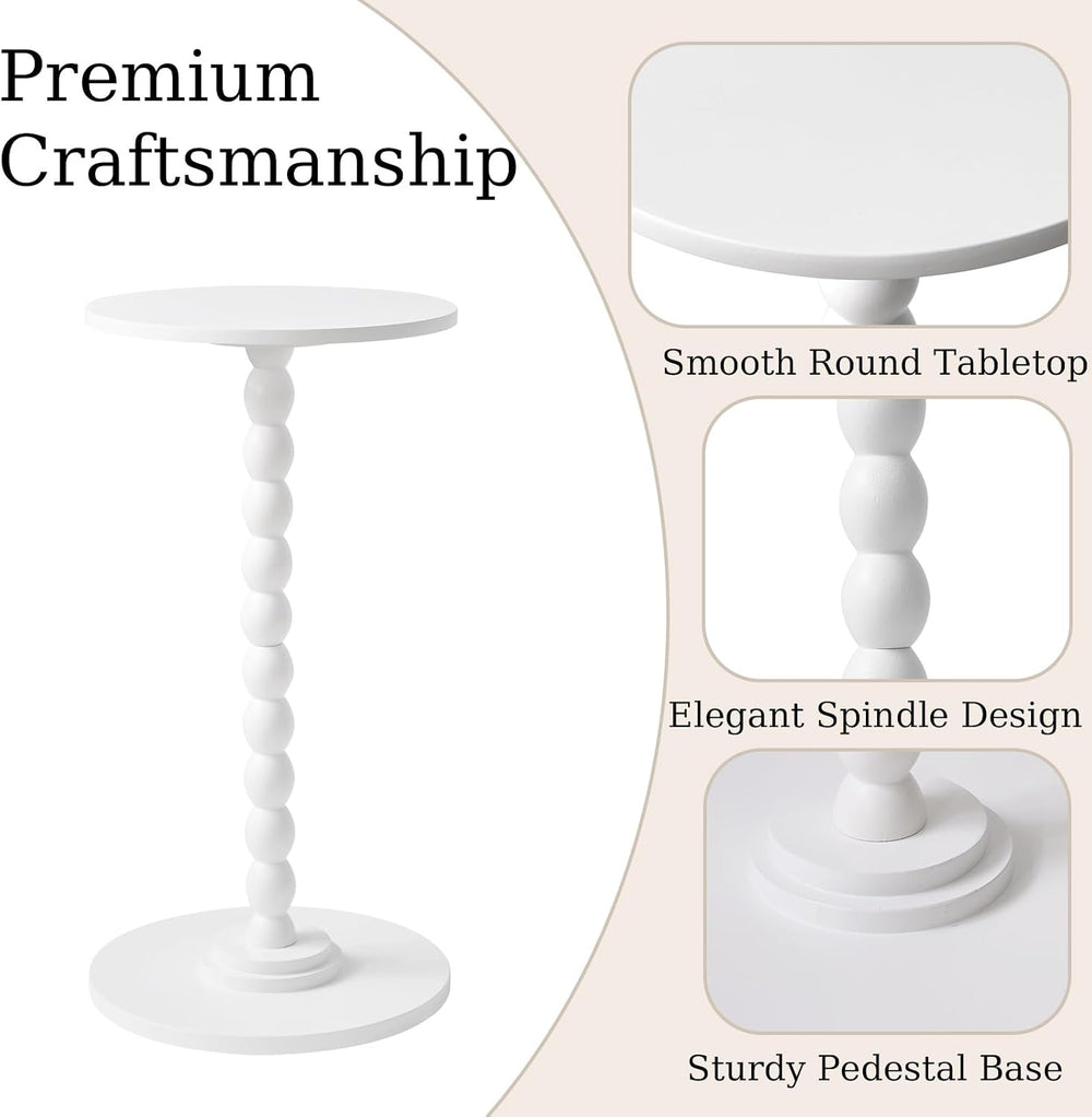 Aibiju Side Table, Wood Round Drink Table, Small End Table, Weighted Base Ped...