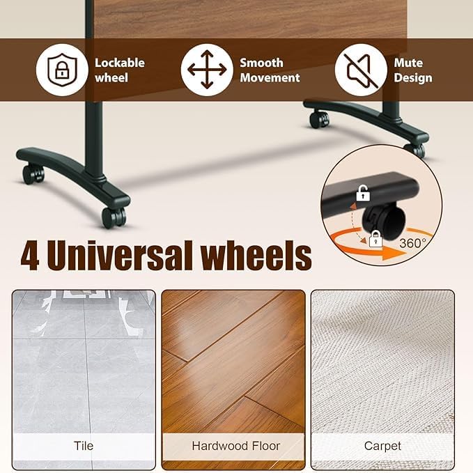 2 Pack Folding Conference Room Tables with Wheel -Modern Large Modular Confer...