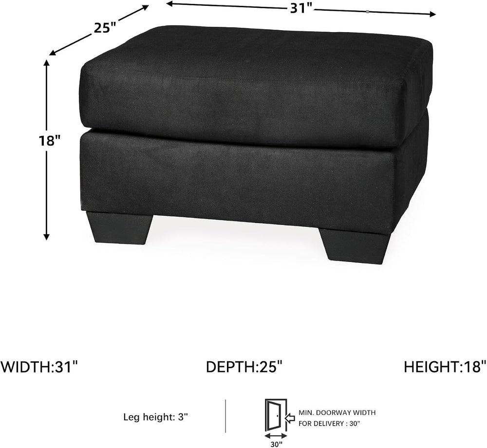 Signature Design by Ashley Black Microfiber Ottoman, 31x25 in, Darcy