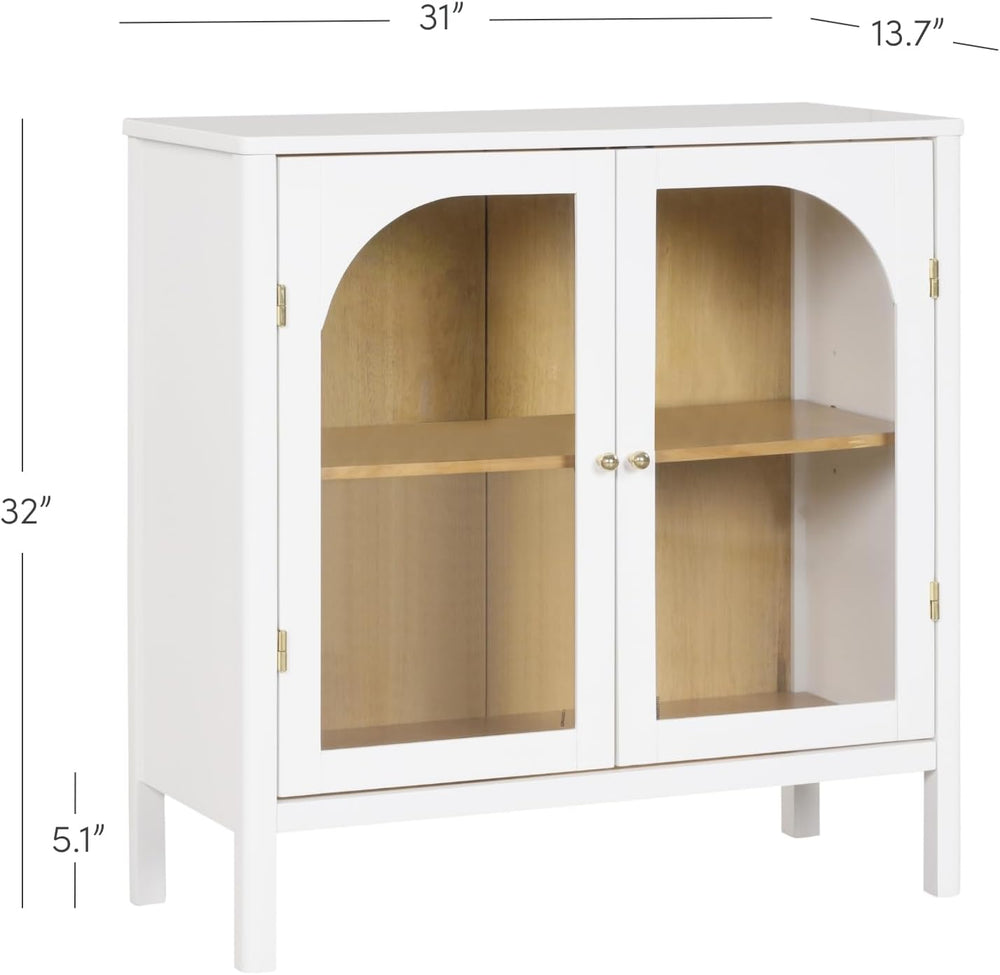 Nathan James Mason Storage Accent Cabinet Sideboard Buffet, Credenza with Gla...