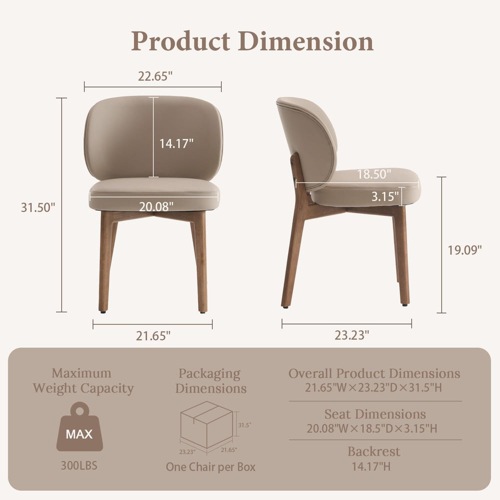YOUNUOKE Upholstered Dining Chair, Modern PU Leather Dining Room Chair with W...