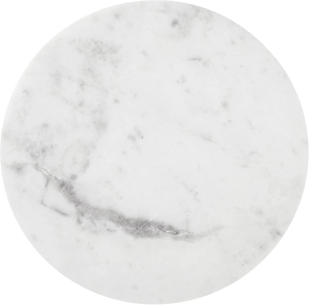 Marble Side Table Mid-Century Design – 29” Round Table with Antique Brass Ped...