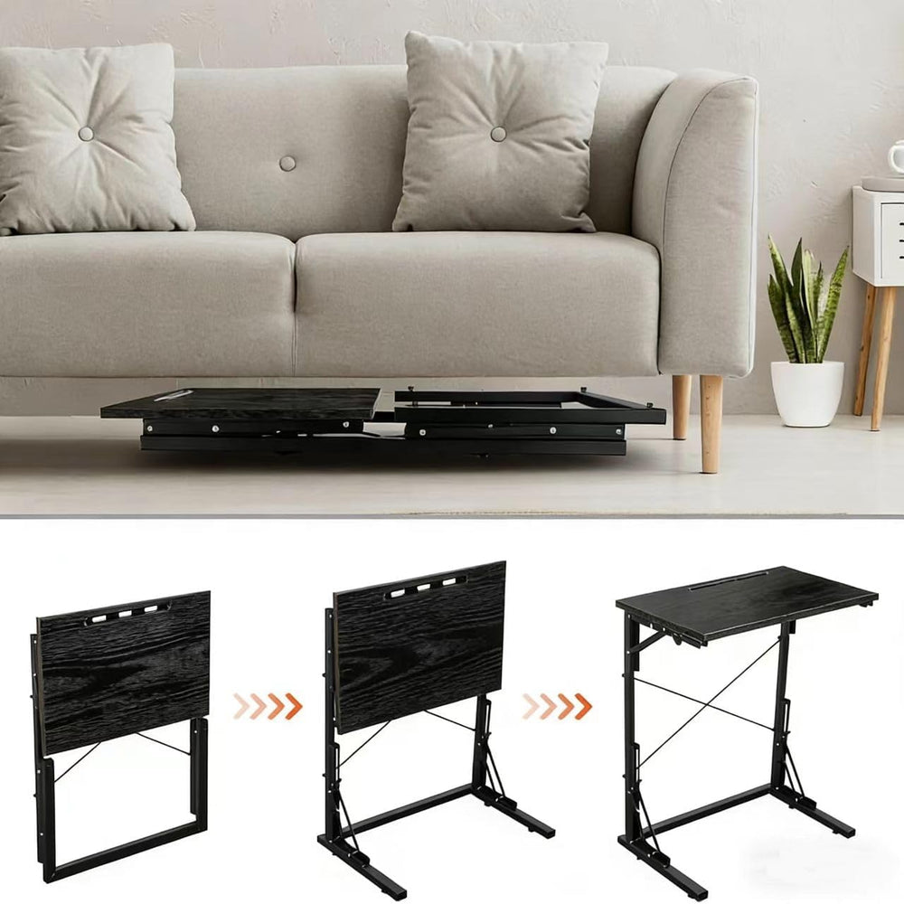 24 inch Foldable TV Tray Table, Foldable Portable C-Shaped Sofa end Table, Ov...