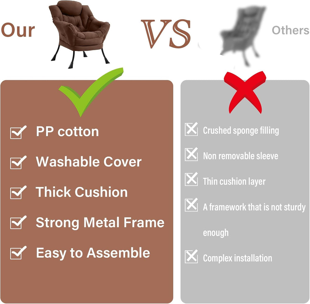 Furlide Lazy Chair for Living Room, Modern Accent Chairs with Armrests, Dark ...