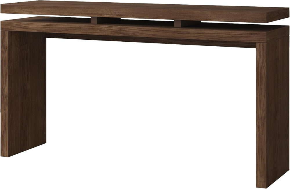 60" Antique Natural Farmhouse Console Table with Double Board Suspension...