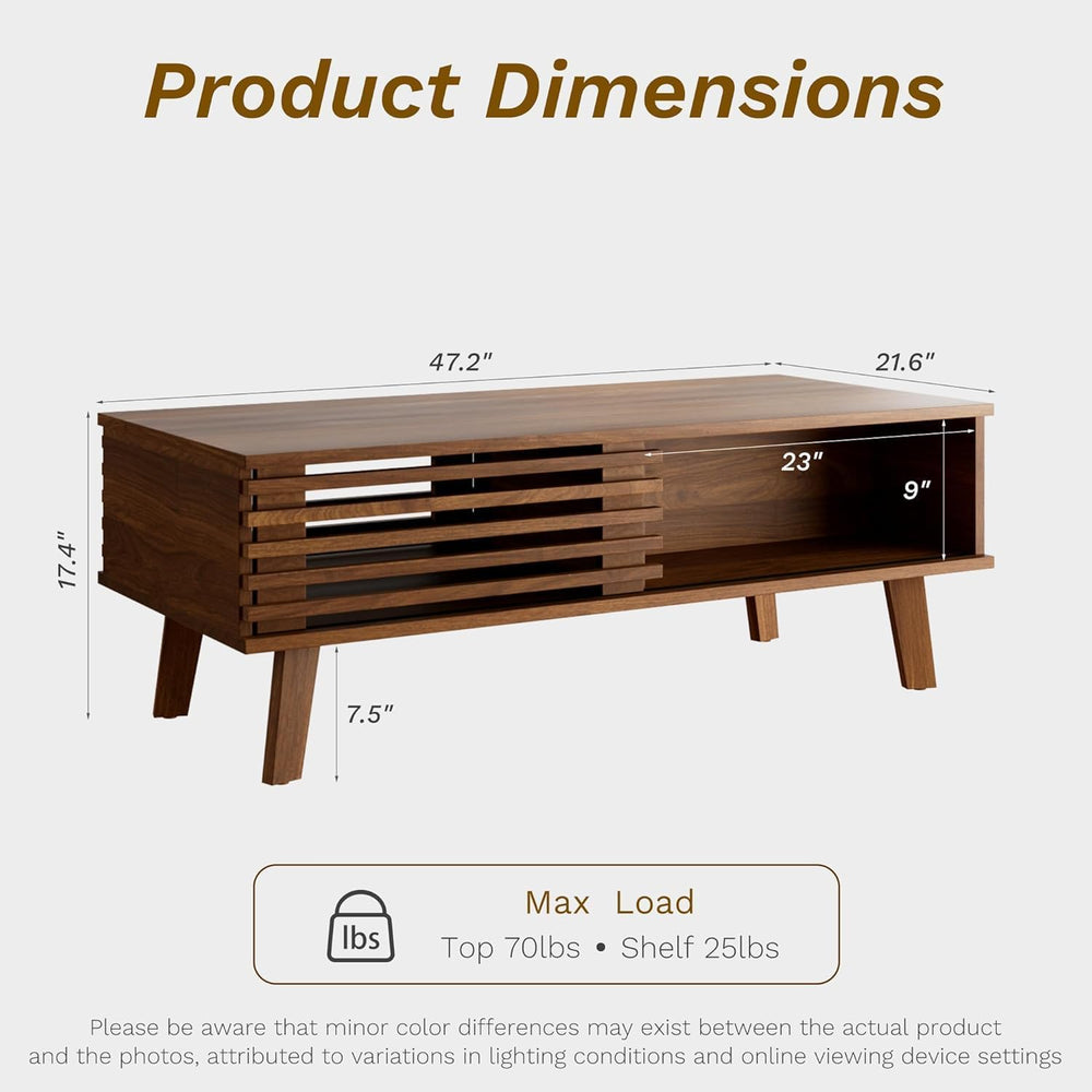 Furniway Mid Century Living Room Table Set of 4, Coffee Table, TV Stand and 2...
