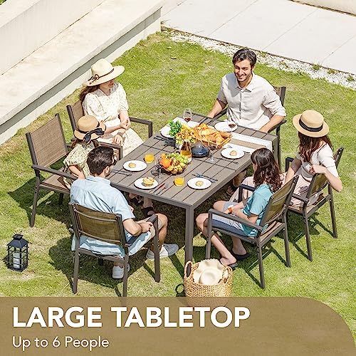 Devoko Patio Dining Set 7 Pieces Metal Outdoor Furniture (Brown)