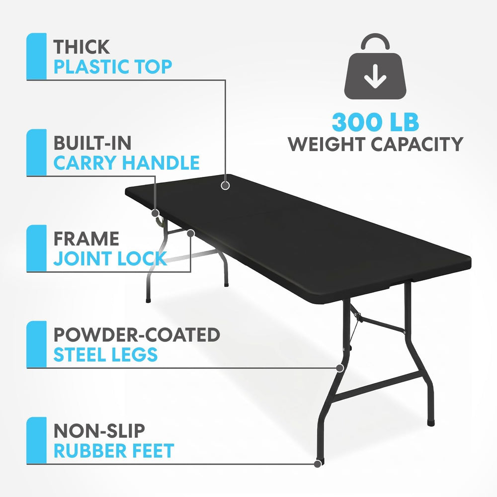 Simpli-Magic 8ft Portable Plastic Folding Table – Indoor & Outdoor Heavy-...