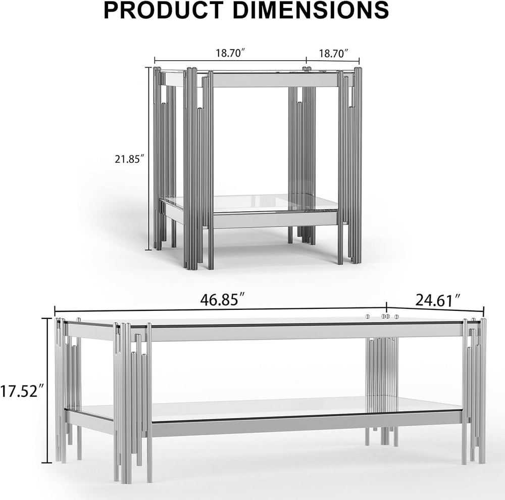 Luxury Coffee Table Set of 3, Modern Coffee Table and End Table Sets, 3 Piece...