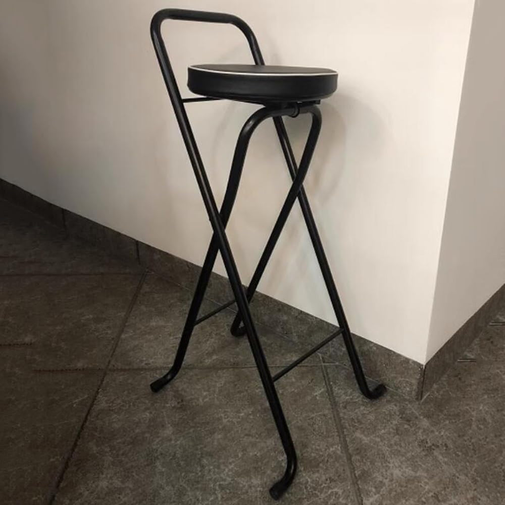 Folding Bar Stool (32inch/80cm)- Comfortable Padded Seat -Kitchen Counter Bre...