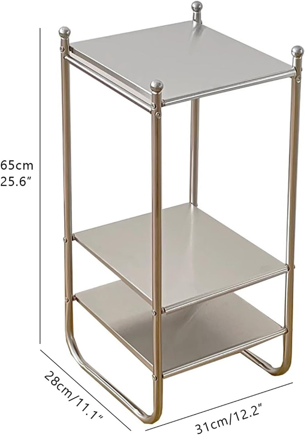 Stainless Steel Side Table,mid-Century Modern Nightstand,Minimalist 3 Tier St...