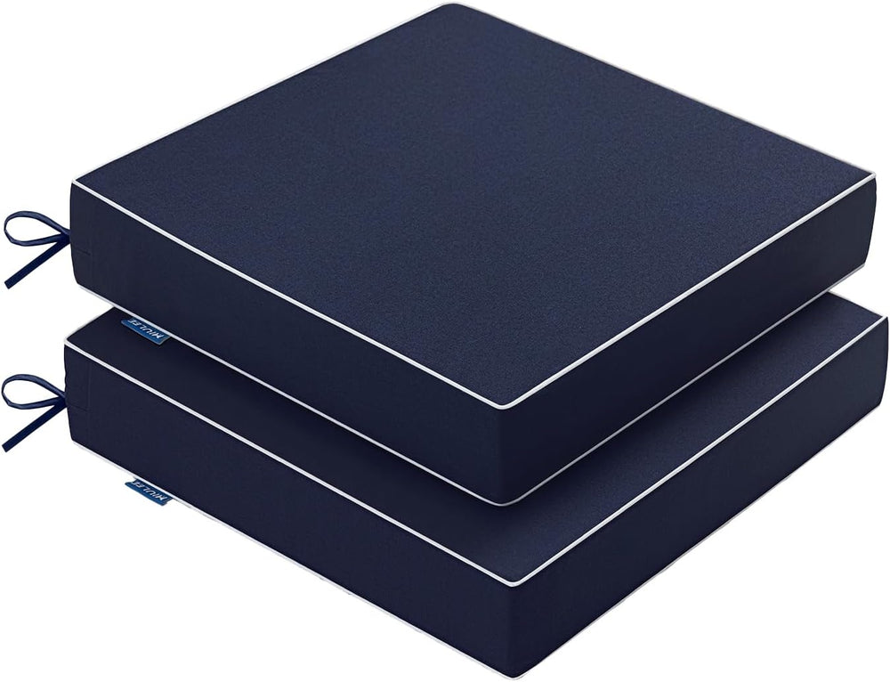 MIULEE Navy Outdoor Chair Cushions 2 Pack, 22x22x3 Inch Waterproof Cushions
