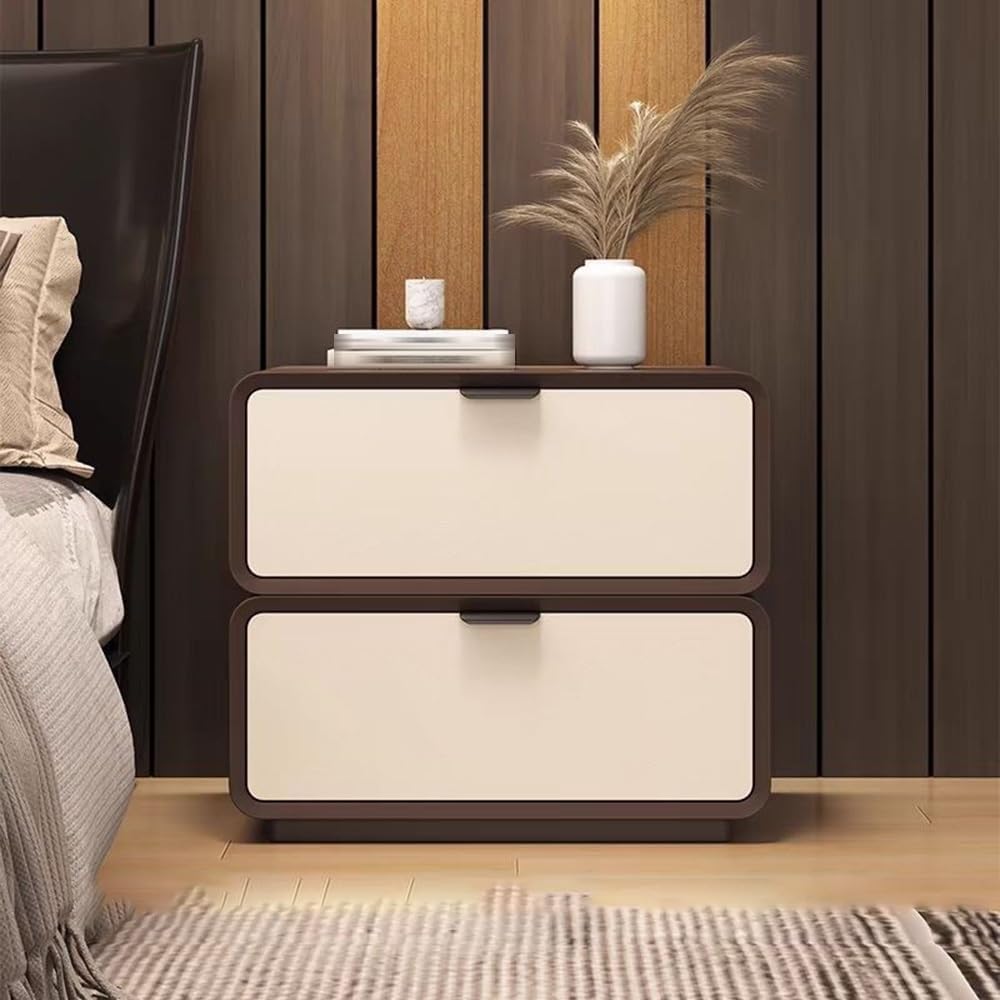 2 Drawer Bedside Table Wood Full Floor-Standing Nightstand Modern Side Table ...