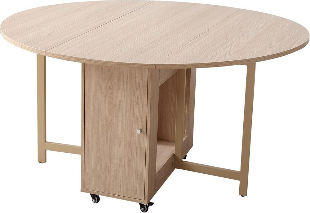 COMUHOME 47.3" Round Folding Dining Table for 4-8, Wood Kitchen Foldable...