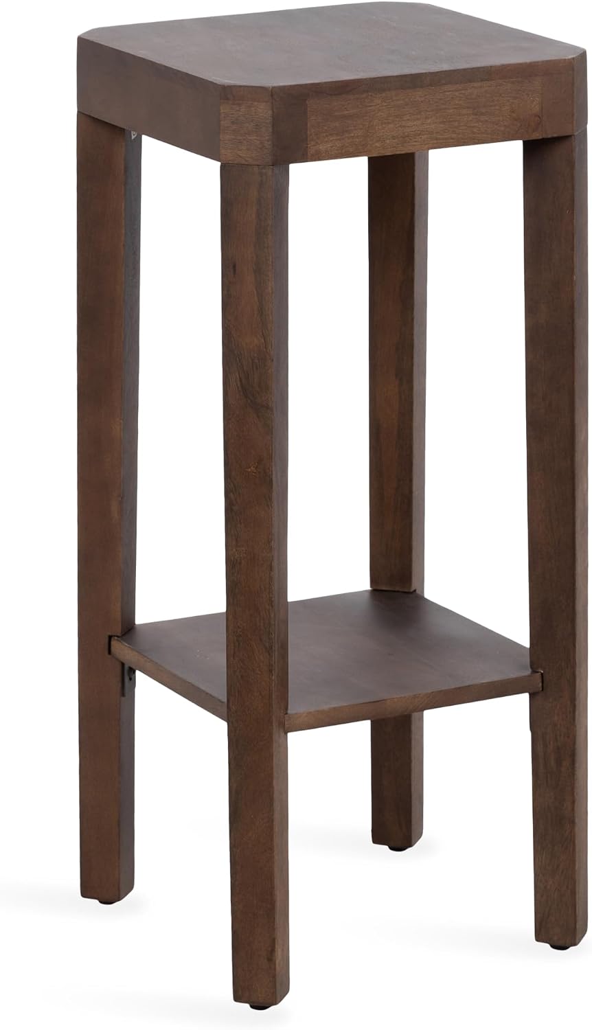 Kate and Laurel Talcott Modern Square Wood Drink Table, 12 x 12 x 28, Dark Br...