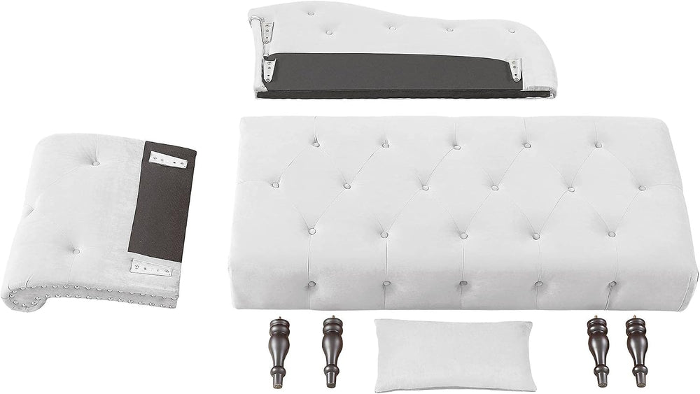 Holaki Velvet Chaise Lounge,Indoor Accent Chaise Chair with Pillow,Button Tuf...
