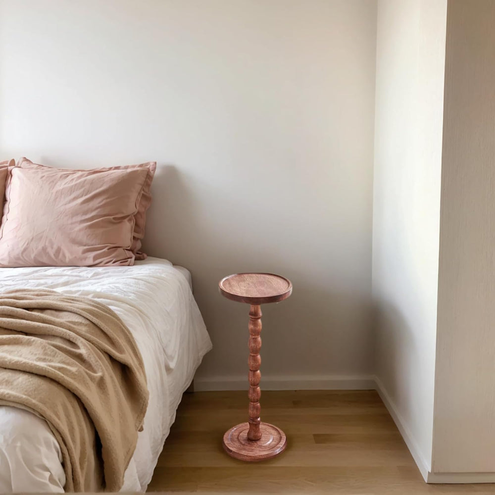 YUNMUARY-Pedestal Side Table,Drink Table with Weighted Base,Round Side Tables...