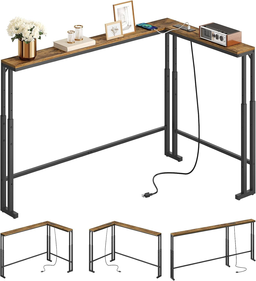 YATINEY 78.7" Narrow Console Table with Adjustable Height (27.6"-35...