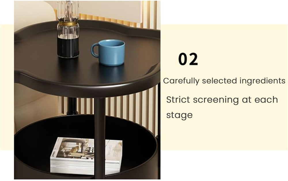 Petal-Shaped Side Table Living Room, 2-Tier Storage Small Coffee Table 15.35”...