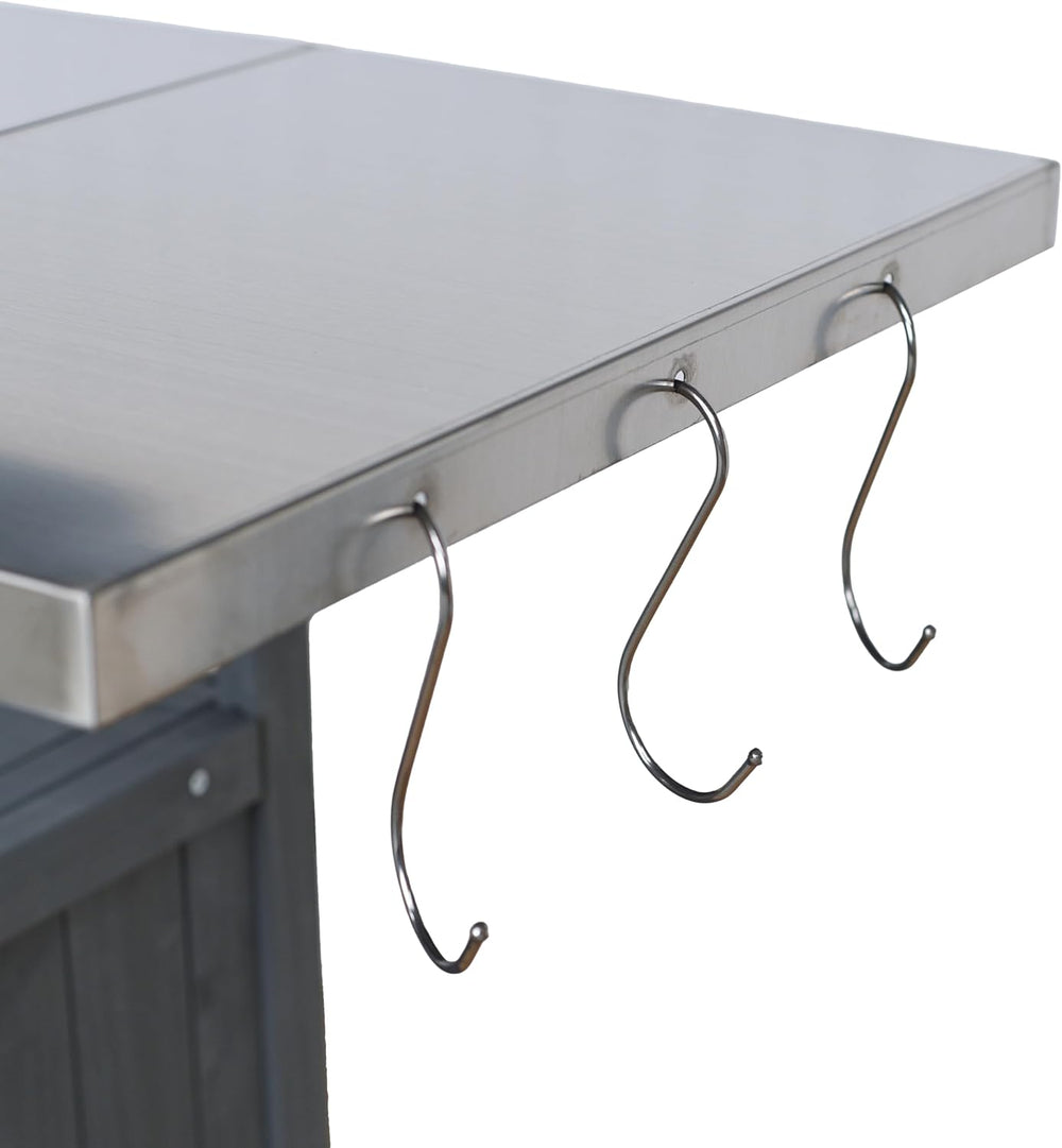 Christopher Knight Home Outdoor Bar Cart with Stainless Steel Top and Lockabl...