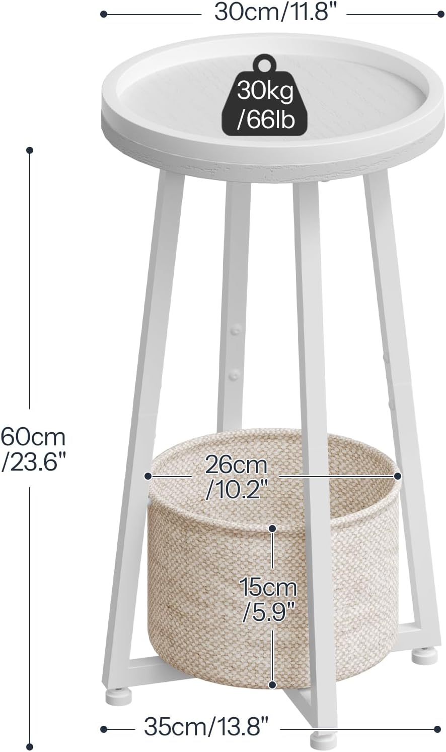 HOOBRO Round Side Table and Nightstand Bundle, 2-Tier Round Sofa End Table, M...