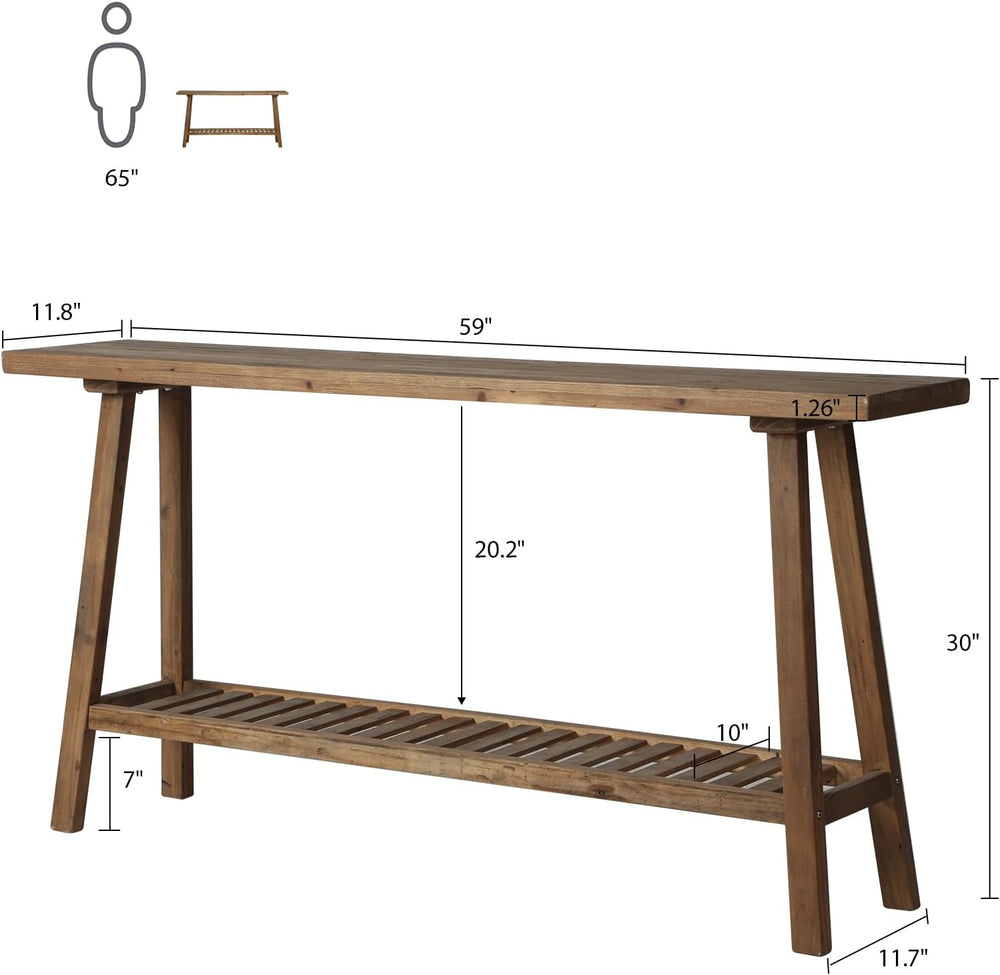 HOKYHOKY Reclaimed Solid Wood Console Table, 59" Farmhouse Entryway Tabl...