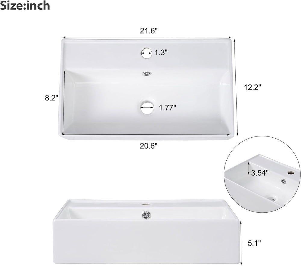 JIVOIT Bathroom Vanity with Ceramic Sink, 21.6" Bathroom Cabinet with Op...