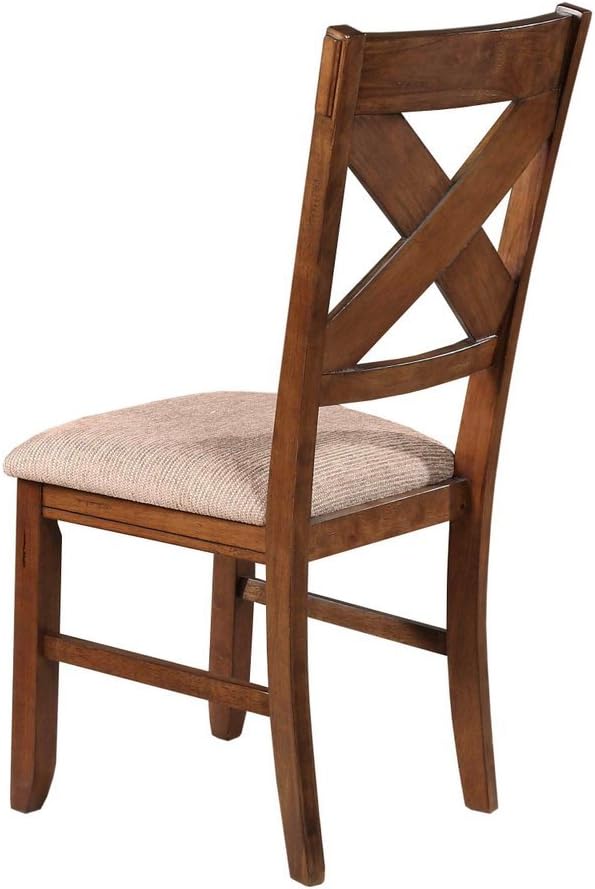 Roundhill Furniture Karven Cross Back Upholstered Dining Chairs in Dark Hazel...