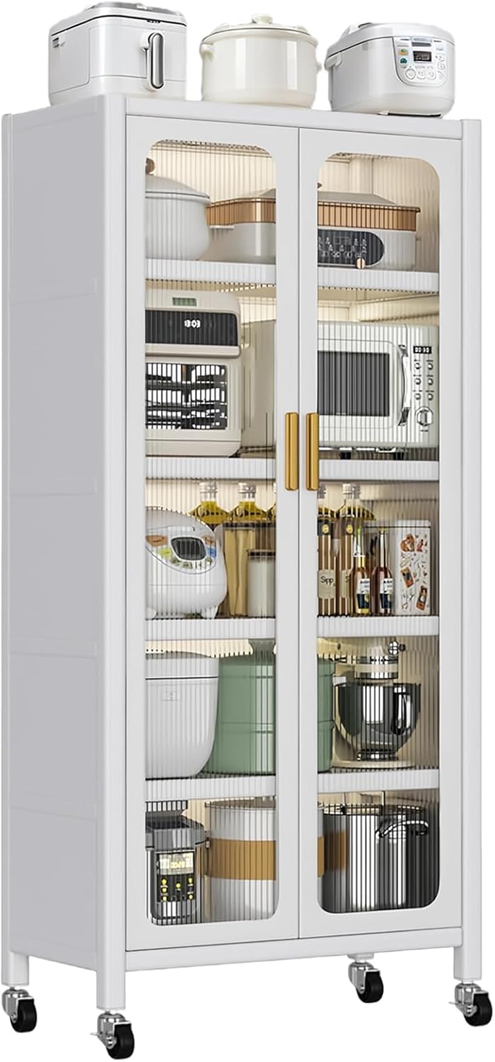 65.16" Tall Kitchen Pantry Storage Cabinet, Large Kitchen Display Cabine...