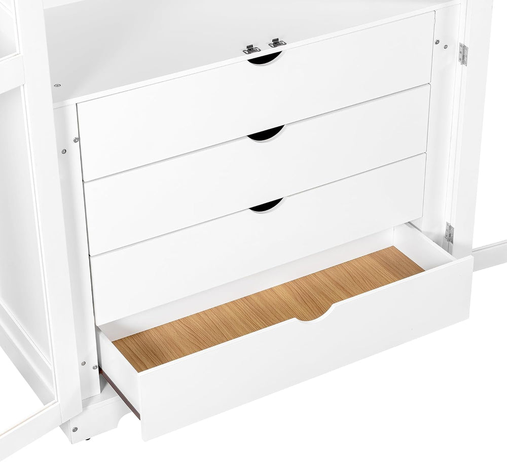 LUMISOL 75" Tall Kitchen Pantry with 4 Built-in Drawers, Kitchen Storage...
