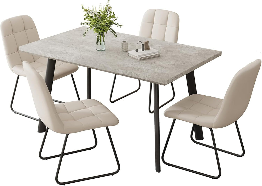 ZckyCine 47.2" Modern Grey Dining Table Set for Small Spaces, 5-Piece Se...