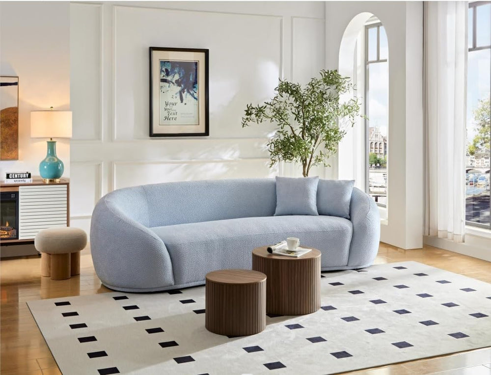 Round Nesting Coffee Table Set of 2, 19.17”Wood Side Tables with Storage | Mo...