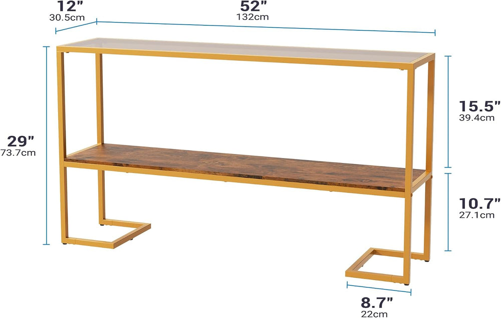 Furnify Console Sofa Table, 52" Modern Entryway Table, 2-Tier Open Shelf...