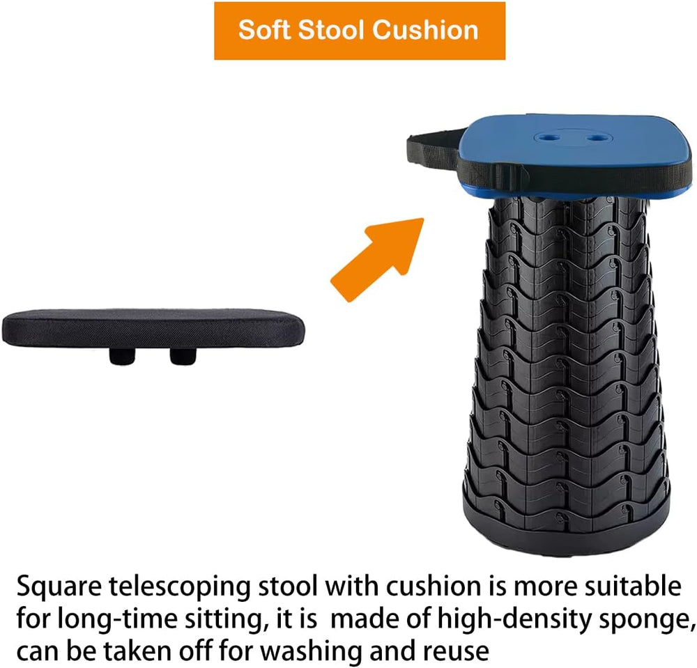 Collapsible Camping Stool with Seat Cushion & Nylon Bag, Square Portable ...