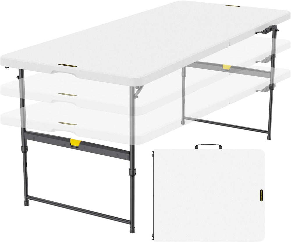 FanttikOutdoor Folding Table 6ft Quick Adjust 3 Heights Picnic Party Dining |...